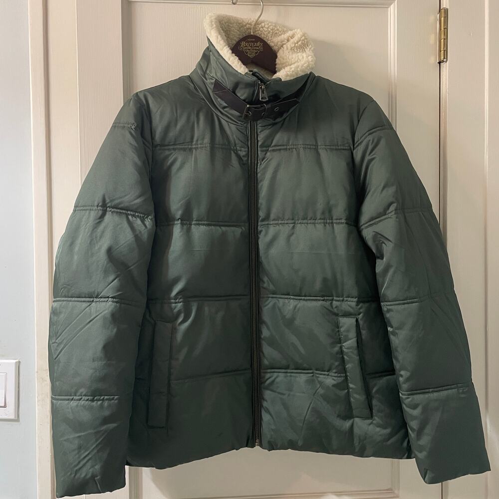 Land's End Quilted puffer jacket with Sherpa collar and buckle Women's Medium - Picture 2 of 8